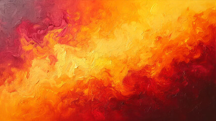 Vibrant Sunset Hues in Swirling Patterns of Burgundy, Red, Orange, Yellow, and Fiery Tones at Dusk