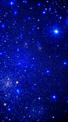 Stunning deep blue space background with twinkling stars and cosmic particles, ideal for science projects, astronomy educational content, and universe-themed designs
