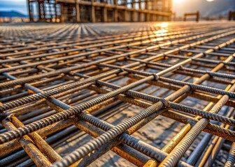 Obraz premium Steel Wire Concrete Reinforcement Mesh in Construction - Effective Structural Support and Durability