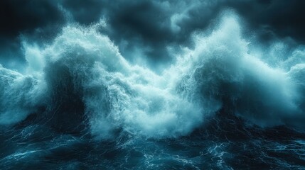 The majestic power of ocean waves under stormy skies