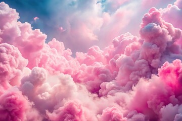 Fototapeta premium Pink pastel powder clouds in the sky background close-up