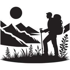 High-Quality Hiking Silhouette Vectors for T-Shirts, Posters, and Logos