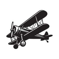 old plane vector icon,  old aircraft, silhouette icon