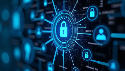 Obraz premium A futuristic interface that shows a secure network with cutting-edge technical protocols 