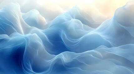 An abstract digital art piece designed for social media, featuring fluid, wavy lines in soft gradients of blues and greens. 