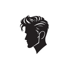 Black Color Man Hairstyle silhouette design Vector Illustration, Solid White Background 1.eps