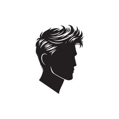 Black Color Man Hairstyle silhouette design Vector Illustration, Solid White Background 6.eps