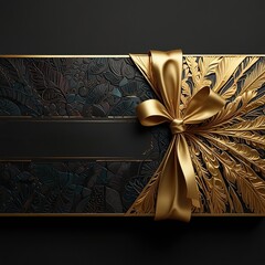 Free Photo Black Friday sale is a gold gift box and ballon with a black background	