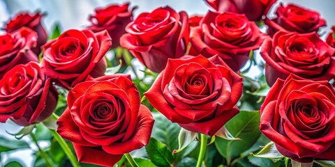 Obraz premium Stunning High Dynamic Range Red Roses on White Background for Floral Decor and Design Inspiration