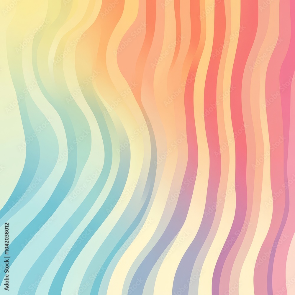 Poster a vibrant abstract design featuring waves of pastel colors, creating a soothing and dynamic visual e