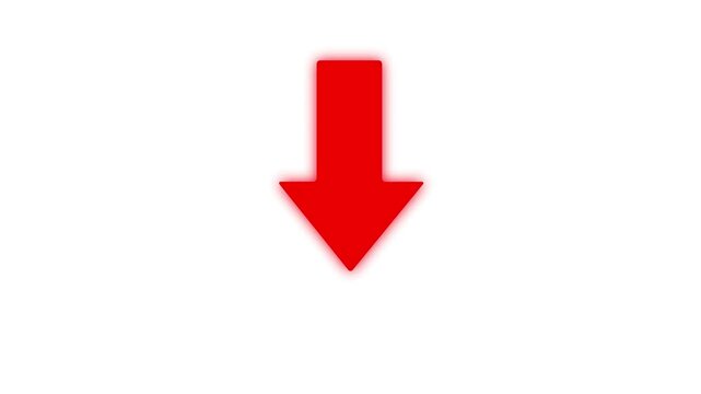 Animated arrow bouncing slide to down. on whit background. 