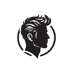 Black Color Man Hairstyle silhouette design Vector Illustration, Solid White Background 26.eps