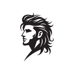 Black Color Man Hairstyle silhouette design Vector Illustration, Solid White Background 27.eps