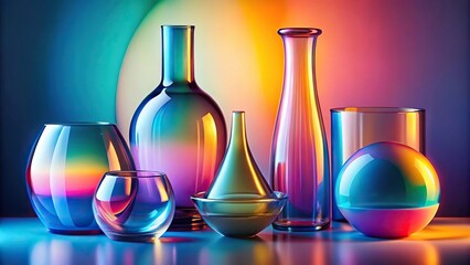 Colorful glass soft forms abstract composition