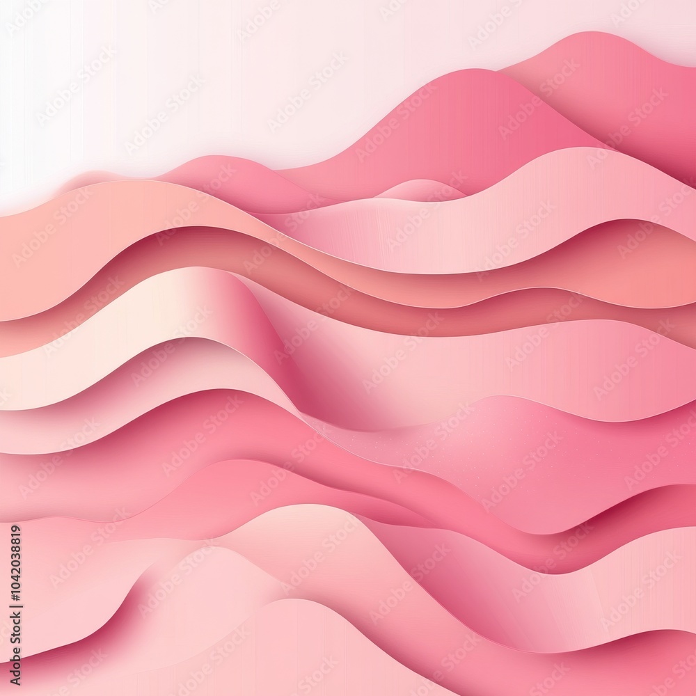 Poster abstract pink waves in a soft gradient pattern, creating a soothing and elegant atmosphere.