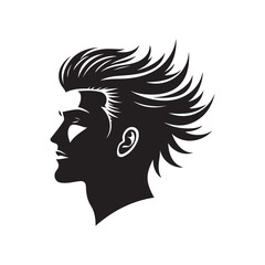 Black Color Man Hairstyle silhouette design Vector Illustration, Solid White Background 32.eps