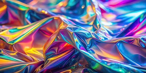 Fototapeta premium Colorful rainbow holographic abstract background with a bright, multicolored, iridescent design