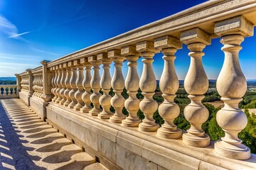 Fototapeta premium Stunning Long White Stone Baroque Style Balustrade for Architectural Design and Decor