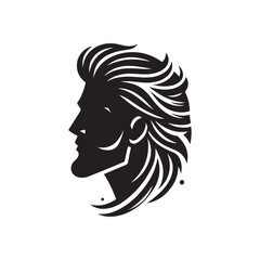 Black Color Man Hairstyle silhouette design Vector Illustration, Solid White Background 38.eps