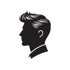 Black Color Man Hairstyle silhouette design Vector Illustration, Solid White Background 39.eps