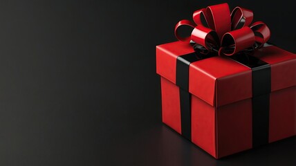 Free Photo Black Friday sale is a gold gift box and ballon with a black background	