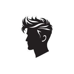 Black Color Man Hairstyle silhouette design Vector Illustration, Solid White Background 41.eps