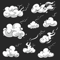 Vector illustration set of Clouds of smoke