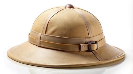 Fototapeta premium Pith helmet isolated on white background, macro image