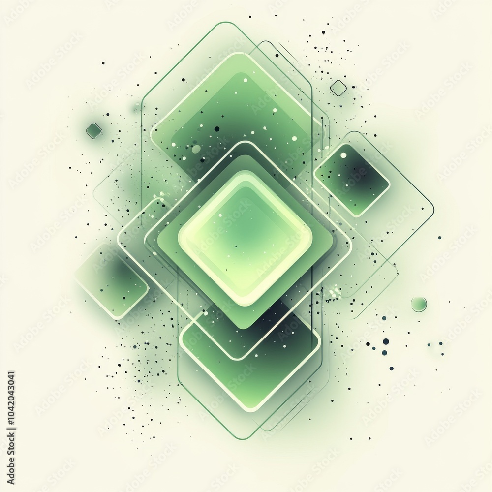 Poster a modern abstract design featuring layered green geometric shapes creating a dynamic and fresh aesth