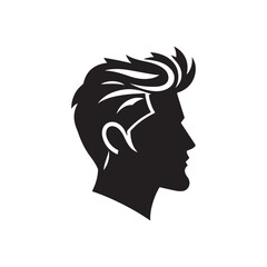 Black Color Man Hairstyle silhouette design Vector Illustration, Solid White Background 47.eps