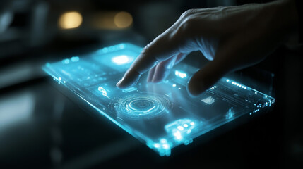 Introduce advanced technology in the form of elegant devices--perhaps a sleek, transparent touchpad or a floating holographic display. 