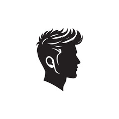 Black Color Man Hairstyle silhouette design Vector Illustration, Solid White Background 48.eps