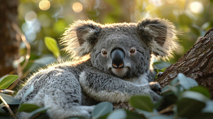 Obraz premium Serene Koala Resting in Eucalyptus Haven