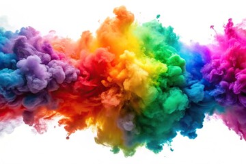 Fototapeta premium Colorful smoke explosions isolated on white background Extreme Close-Up