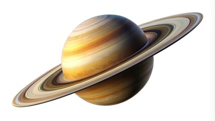 Planet Saturn isolated on white background Medium Shot
