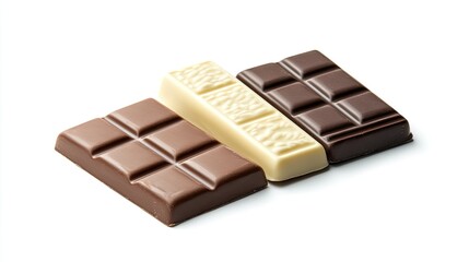 Fototapeta premium Flat lay of a chocolate bar packaging template with minimalistic design, isolated on a plain white backdrop.