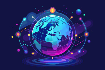 Digital Futuristic Globe with Connected Nodes