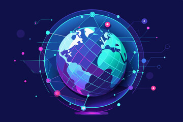 Digital Futuristic Globe with Connected Nodes