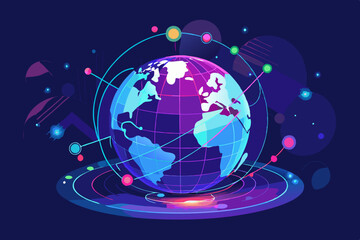 Digital Futuristic Globe with Connected Nodes