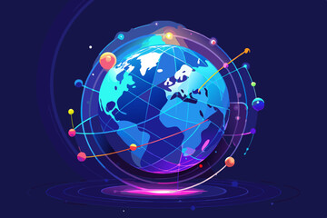 Digital Futuristic Globe with Connected Nodes