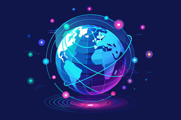 Digital Futuristic Globe with Connected Nodes