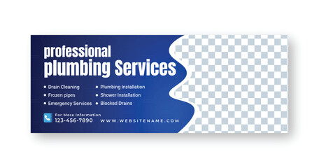 Plumbing service, Facebook cover design, Plumber cover art, Plumbing company design, Plumbing cover template,