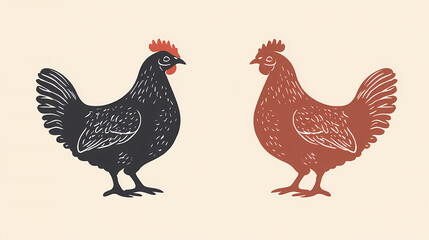 Hen logo icon silhouette chicken poultry. Minimalist Silhouette. Illustration