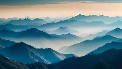 Fototapeta premium landscape layers mountains in haze