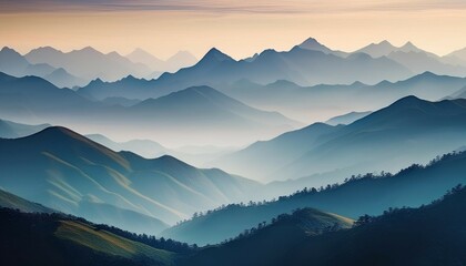 Fototapeta premium landscape layers mountains in haze