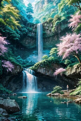 Naklejka premium waterfall in the forest