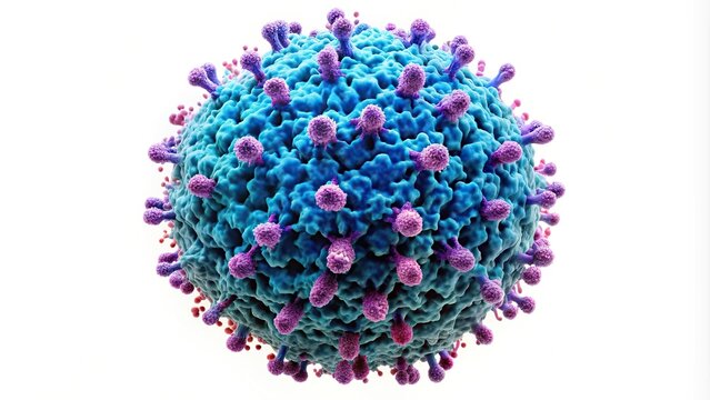 Plasma cell B lymphocyte producing antibodies isolated on white