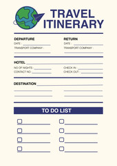 Travel planner with a complete schedule of activities