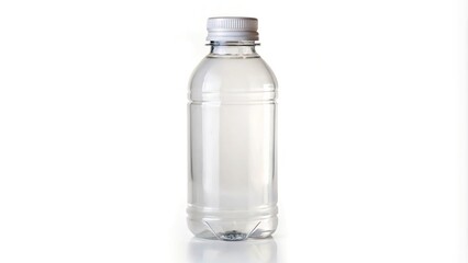 Plastic bottle with white cap isolated on white background