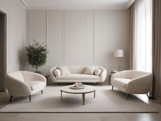 two frames mock up on white wall with sunlight in living room interior with gray sofa and coffee table with decor, 3d rendering